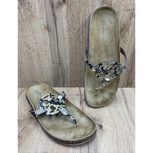 Tory Burch Miller Cloud Snake Print  Thong Sandals Shoes Cork Flip Flops Size 11